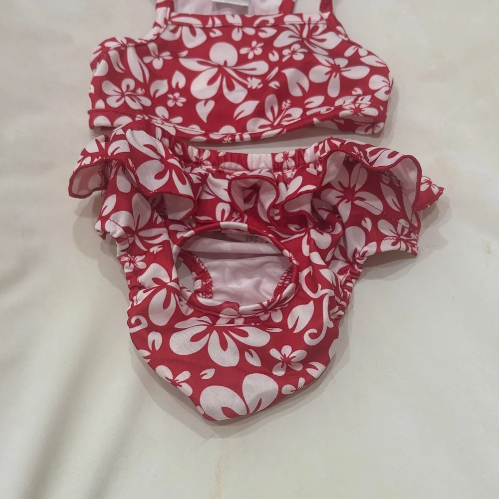 Floral Pink Dog Bikini Set - Two Piece Summer Swimwear